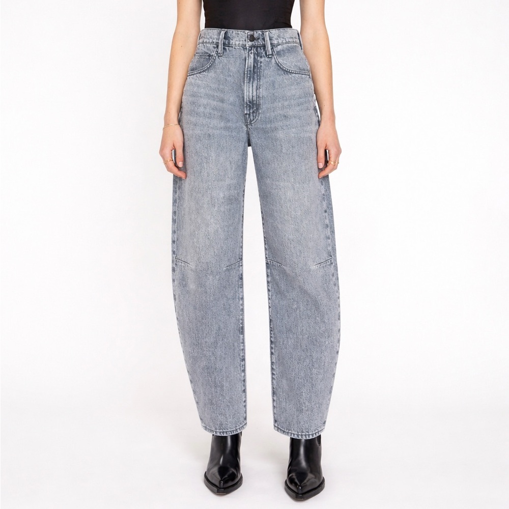 Mother Snacks The Pony Keg Barrel Jeans - Light Gray size 28